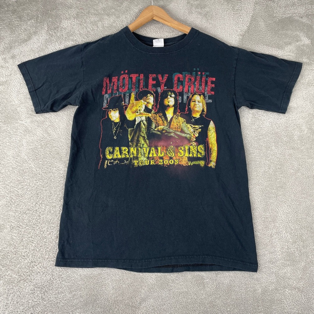 Motley Crue Shirt Mens Medium Black Carnival of Sins Tour 2005 Rock Band Tee